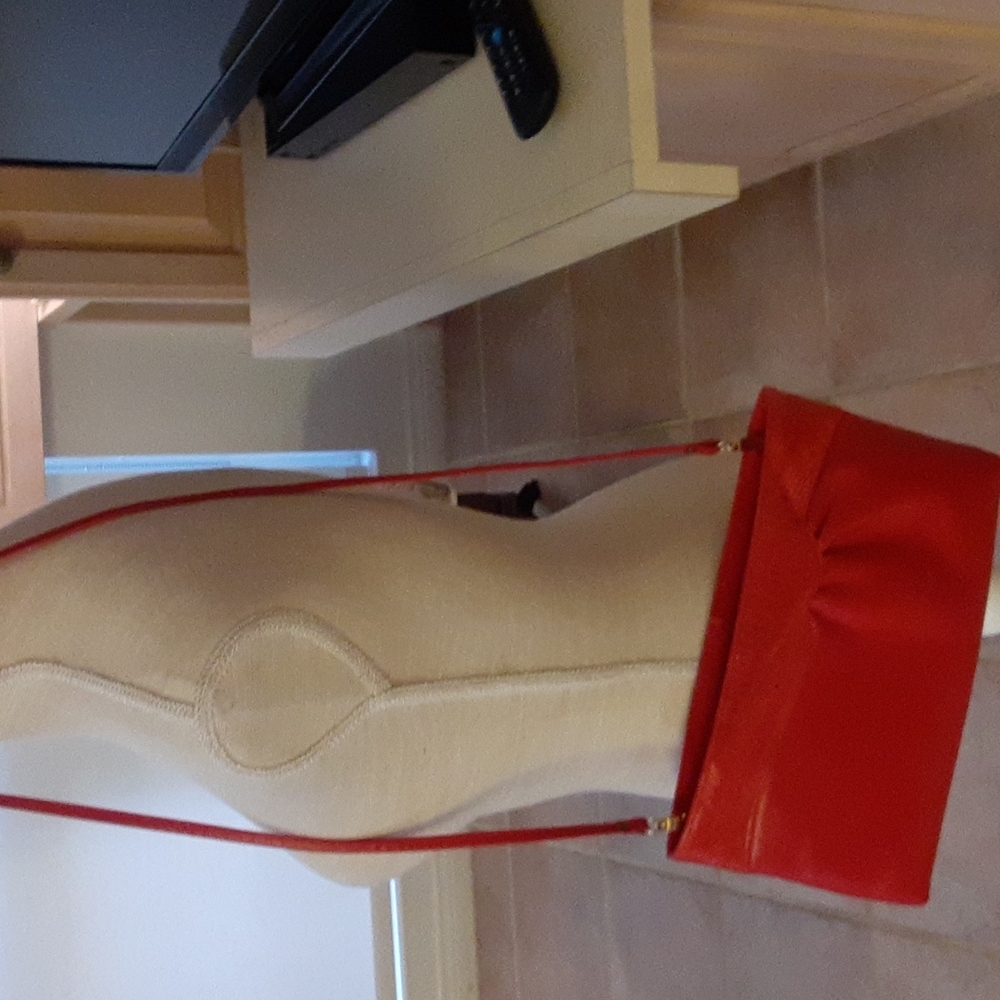 Small genuine leather and snakeskin red purse